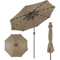 Costway Sonnenschirm mit LED-Leuchten - Ø300cm - Braun