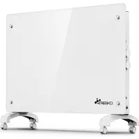 Tresko Elektroheizung Weiß 1500W Glaskonvektor Konvektor Wand Heizung Glas Heizkörper Bad