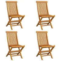 Syfax Klappstühle mit schwarzen Kissen, 4 Stück, Massivholz Teakholz