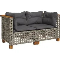 Syfax Garten-Ecksofas mit Kissen 2 Stk. Grau Poly Rattan