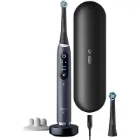 Braun iO 9S, Erwachsener, Rotierende-vibrierende Zahnbürste, Tägliche Pflege, Tiefenreinigung, Super sensitive, Zahnfleischpflege, Tongue care, Sensibel, für..., Schwarz, 2 min, Schwarz