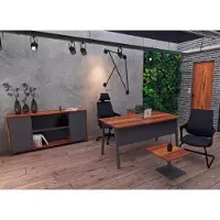 AEA Eckschreibtisch Couchtisch Bücherregal Holz Buro Arbeitszimmer Braun