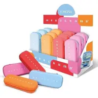 Pigna 0232766AR, Weiches Federmäppchen, EVA (Äthylen-Vinylazetat), Silikon, Gemischte Farben, Blau, Orange, Pink, Rot, Einfarbig, Reißverschluss, 120 mm
