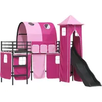 Syfax Kinder Etagenbett Gestell Schwarz und Pink 90 x 190 cm Metall
