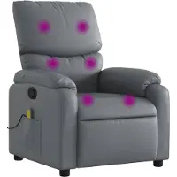 Syfax Massagesessel Grau Kunstleder mit manueller Liegefunktion, 6-Punkt-Vibrationsmassage, 75x99x99 cm (B x T x H)