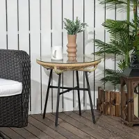 Sweiko Gartentisch im Boho-Stil, PE-Rattan, gehärtetes Glas, wetterbeständig, 50 cm x 50 cm x 50 cm, Beige