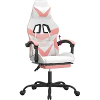 Syfax Gaming-Stuhl mit Fußstütze Weiß und Rosa Kunstleder