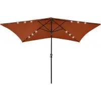 Syfax Sonnenschirm mit LEDs und Stahl-Mast Terrakottarot 2x3 m