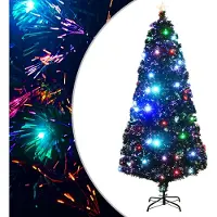 Syfax Vorbeleuchteter Weihnachtsbaum mit Ständer und LED 180 cm Glasfaser