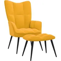 Syfax Relaxsessel mit Hocker Senfgelber Samt