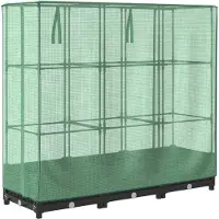 Syfax Hochbeet mit Gewächshausabdeckung Rattanoptik 120x40x123 cm