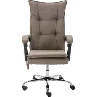 Syfax Ergonomischer Bürostuhl Taupe Stoff, höhenverstellbar, Massage, Liege, Heizung, 64x68x113-120 cm