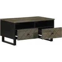 Syfax Couchtisch Schwarz 80x54x40 cm Massivholz Mango