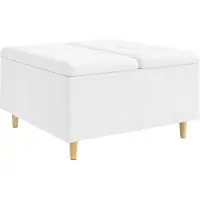 Syfax Ottoman mit Stauraum Weiß 80 x 80 x 45 cm Kunstleder