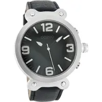 Oozoo Damen Herren Armbanduhr schwarz Analog Vintage Series Lederarmband D2UOC4158A