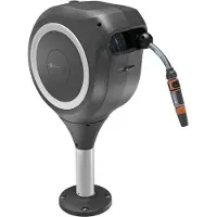 Gardena Automatischer Gartenschlauchaufroller RollUp S, 15 m Länge, 13 mm Schlauch, Weiß, Für Terrasse