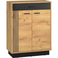 Furnlux Classic FURNLUX Anrichte Vasco Eiche Und Schwarz 70cm / Hauptfarbe: Beige / Abmessungen: 70 x 91 x 34 cm