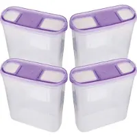 BC-Agentur Vorratsdosen mit Deckel 4,5 Liter ( 4er Pack / Lila ), Luftdicht Schüttdose BPA frei, Vorratsbehälter Set - Frischhaltedosen Klappdeckel
