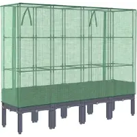 Syfax Hochbeet mit Gewächshaus-Aufsatz Rattan-Optik 160x40x140 cm