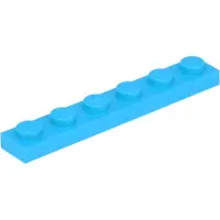 LEGO 1x6 Platte 3666 - 250 Stück Mittleres Azurblau
