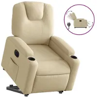 Syfax Relaxsessel mit Aufstehhilfe Elektrisch Creme Stoff