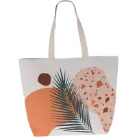Excellent houseware Strandtasche, Polyester, 35 x 15 x 38 cm, Farndruck, mehrfarbig