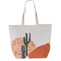 Excellent houseware Strandtasche, Polyester, 35x15x38 cm, Kaktusdruck, mehrfarbig