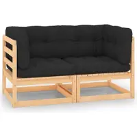 Syfax Garten-Ecksofas mit Kissen 2 Stk. Massivholz Kiefer