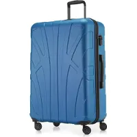 Suitline - Reisekoffer groß erweiterbar, Koffer XL 4 Rollen, Rollkoffer Hartschale, Trolley Hardcase Check-In Gepäck 20-23 kg, Gurtmaß 158 cm, TSA,Cyanblau