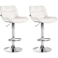 CLP 2er Set Barhocker Vonore Samt chrom - creme