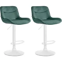 CLP 2er Set Barhocker Vonore Samt chrom - grün