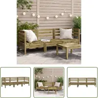 The Living Store Gartensofa 3-Sitzer Kiefernholz Imprägniert