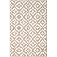 Tapiso Teppich IBIZA Outdoor Weiß Beige Picknick Garten 90 x 150 cm