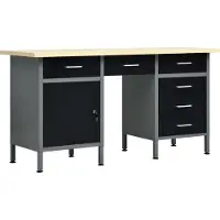 The Living Store Arbeitstisch Schwarz 160 x 60 x 85 cm Stahl