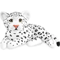 Ed Brubaker Leopard Kuscheltier - 30 cm Stofftier - Baby Plüschtier Raubkatze Liegend - Kinder Plüsch Spielzeug, Weiß