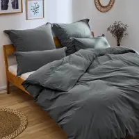Blumtal Bettwäsche 135x200cm Anthrazit– 100% Baumwolle – 1 Bettbezug + 1 Kissenbezug 40x80cm
