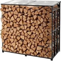 Latios Kaminholzregal Metall - Brennholzunterstand - 143 x 70 x 143 cm - Tragkraft 300 kg - Wetterfest - Für Veranda, Terrasse, Garten - Einfache Montage