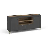 Beautysofa Kommode MONTA Sideboard mit 2 Türen und Schublade und 2 offenen Einlegeböden, Schwarz