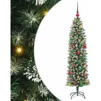 Syfax Künstlicher schlanker Weihnachtsbaum Grün und Weiß 150 cm