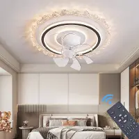 Eurotondisplay Deckenventilator mit LED Beleuchtung mit Fernbedienung Lichtfarbe/Helligkeit einstellbar 6 Geschwindigkeiten, timer 2 Stunden Sommer-, und Wintermodus (Fan1805-YT)