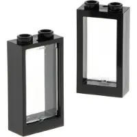 LEGO 2x Fenster Rahmen 1x2x3 schwarz Scheibe transparent weiß 60602 4536522 60593