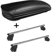 VDP Dachbox VDPMAA320 320 Liter abschließbar schwarz matt + Dachträger K1 PRO Aluminium kompatibel mit für Fiat Multipla II (5Türer) ab 04