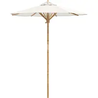 Syfax Garten-Sonnenschirm Cremeweiß Ø 180 x 230 cm Bambus