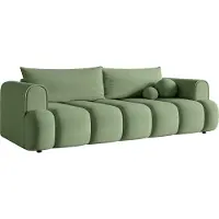 Selsey Dandelino - 3-Sitzer Sofa mit Schlaffunktion, Bettkasten, wasserabweisendem Samtbezug, eukalyptusgrün