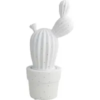 BRANDANI Dekorative Lampe aus Porzellan, Kaktus-Design, Weiß, 17x12x33,5 cm