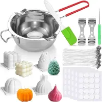 Sonstiges DIY Kerzen Set 4 Stück 3D Silikonformen Schmelztopf 100 Dochte