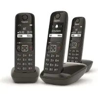 Gigaset Festnetztelefon AS690 Trio, Schwarz, Freisprecheinrichtung HSP, Anrufblockierung, 100 Kontakte