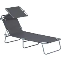 Moonbite Klappbare Sonnenliege mit verstellbarem Sonnendach, Gartenliege 187 cm mit pulverbeschichtetem Metallgestell, bis 120 kg, Metall, Grau