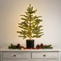 Spetebo 3.08 Künstlicher Weihnachtsbaum mit 30 LED Beleuchtung - ca. 60 cm - Kunstbaum Batterie betrieben mit Timer