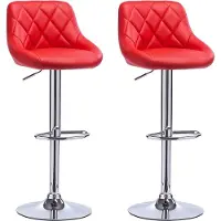 Merkloos Designer Barhocker – Rot – Ergonomischer Barstuhl mit Rückenlehne – Höhenverstellbar 60-82cm – 2er Set – Für Küche und Bar